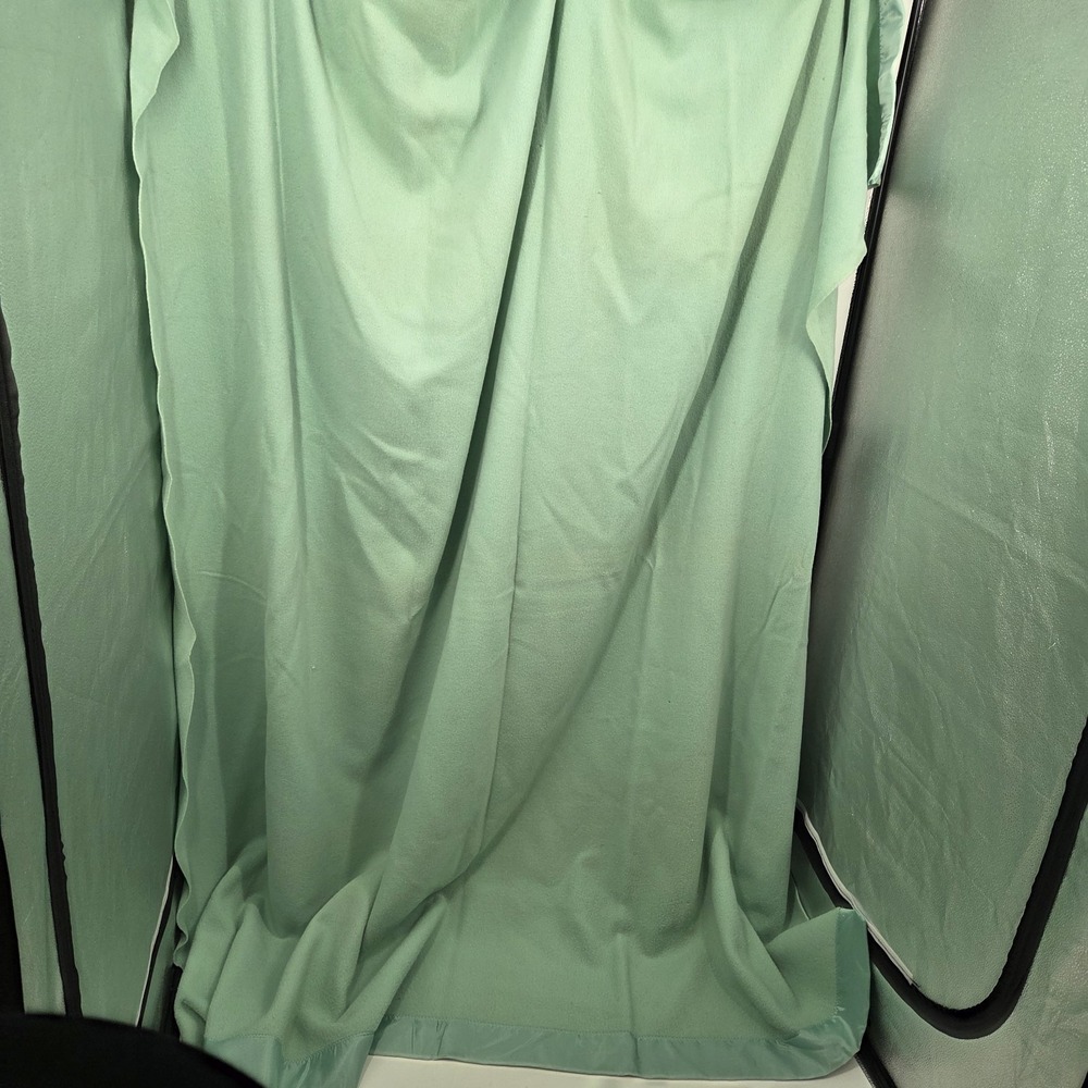 Vintage St Mary's Satin Trim 100% Wool Full Sz Blanket 85 X 86.5 Green Color USA